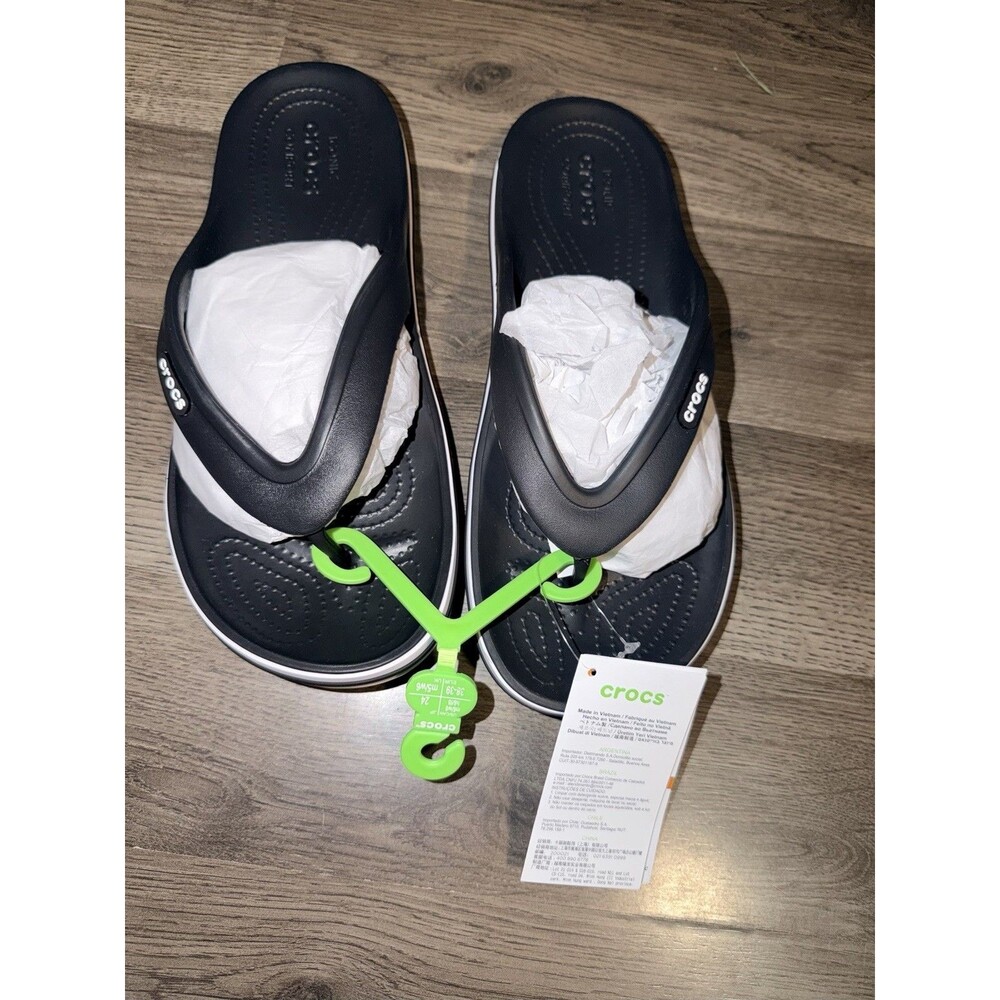 Croc Flip Flop Sandals M6 W8 Black And White